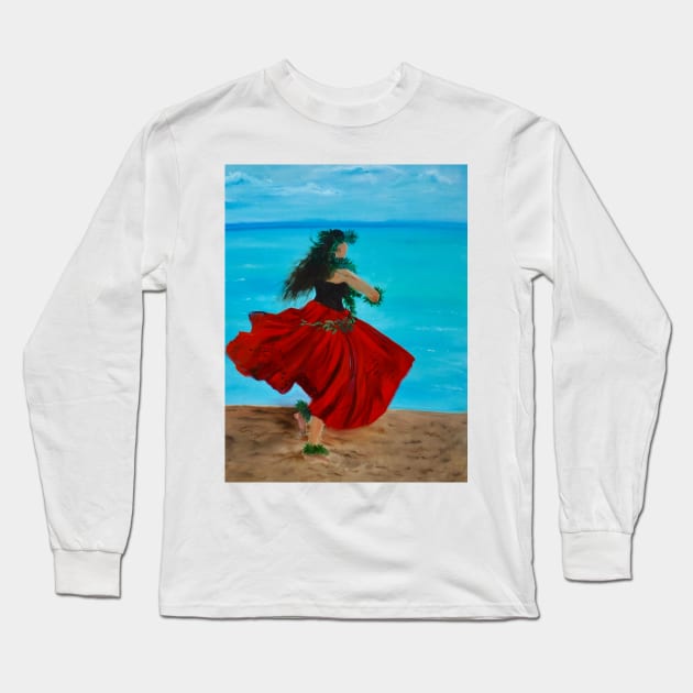 Hula Dance on the Beach Long Sleeve T-Shirt by jennyleeandjim